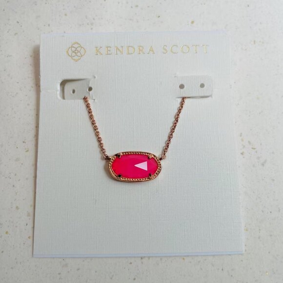 Kendra Scott Elisa Pink Azalea Rose Gold Necklace - Picture 4 of 4